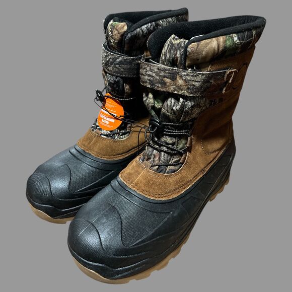 Ozark Trail Men’s Size 13 Snow Boots Mossy Oak Camo Brown Suede Waterproof - Picture 2 of 10